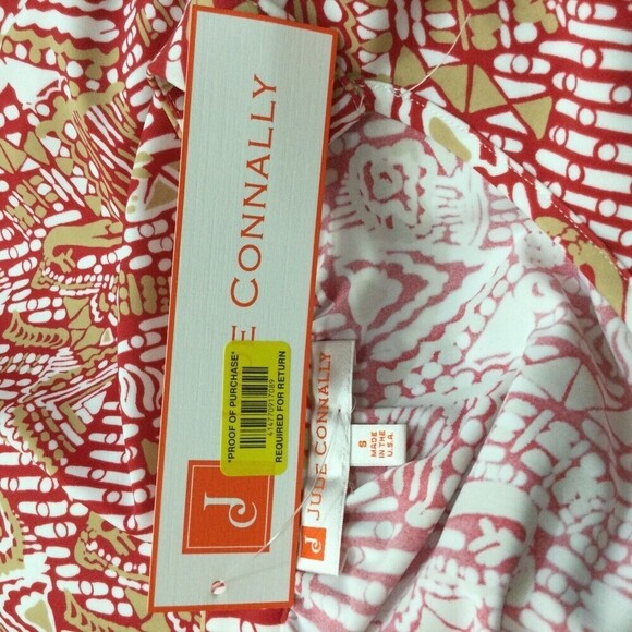 Jude Connally Womens Kerry Nylon Blend Geo Print 3/4 Sleeve V-Neck Tunic Top S - Picture 7 of 9